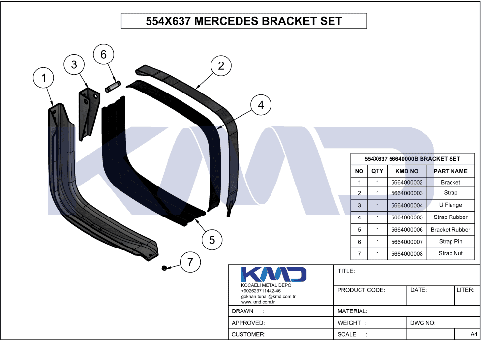 MERCEDES FUEL TANK BRACKET SET A9414701742 (1), A9414750120 - A9414751620 (2), A9414750074 - A9444750074 (3), 910113012003 (4) A9414700340 - A9414700140