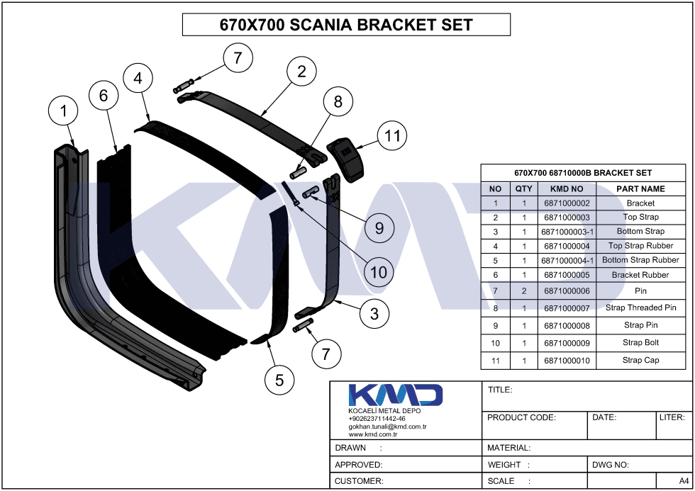 68710000B SCANIA FUEL TANK BRACKET SET 1528910 1747506 1398637 1421991 1899302 1433899 1375541 1401837 1745886 1398639 1365701 1398640 1365701 1750857 1401840 1387193