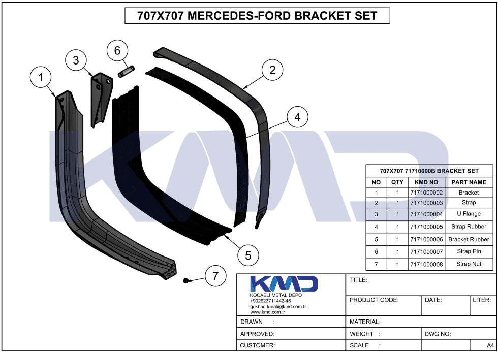 MERCEDES FUEL TANK BRACKET SET A3754702142 - A9414702542 (1), A9414750320 - A9304750920 (2), A9414750074 - A9444750074 (3), 910113012003 (4) A3754700340 - A9304701440